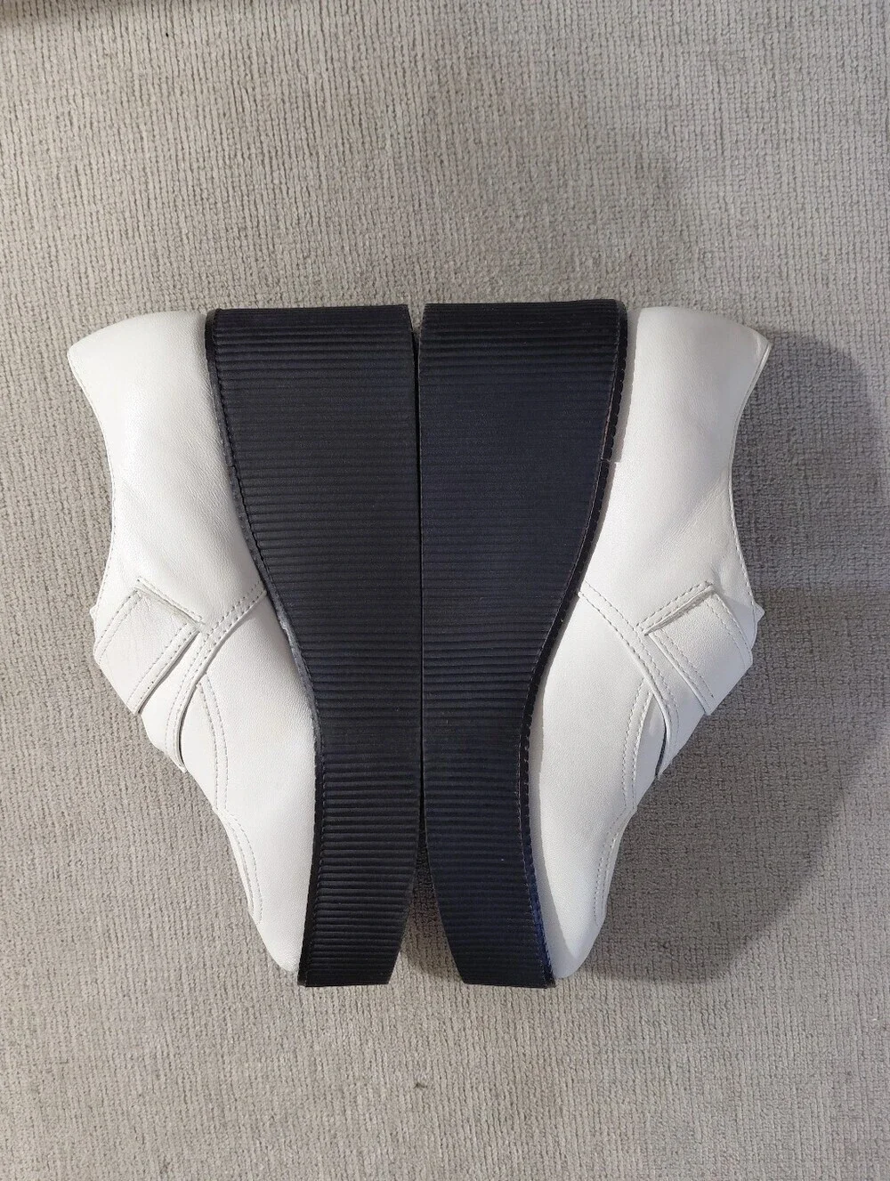 NEW Gianni Bini Yasmina White Leather Platform Monk Strap Creepers Size 5 Loafer
